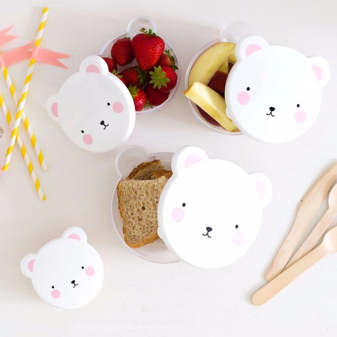 A Little Lovely Company Snack Box Bear Pink