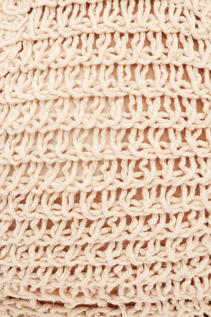 Beige Butterfly Knit Top Backless