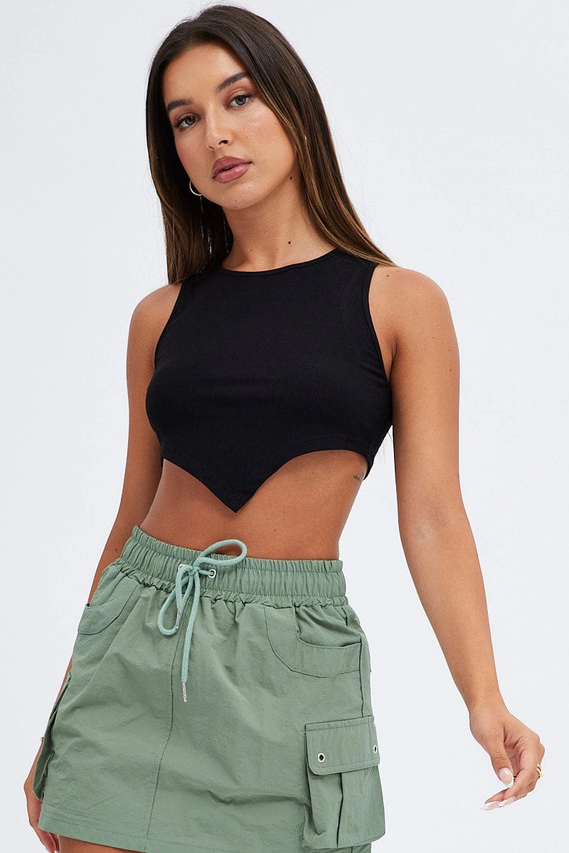Black Scarf Tank Top