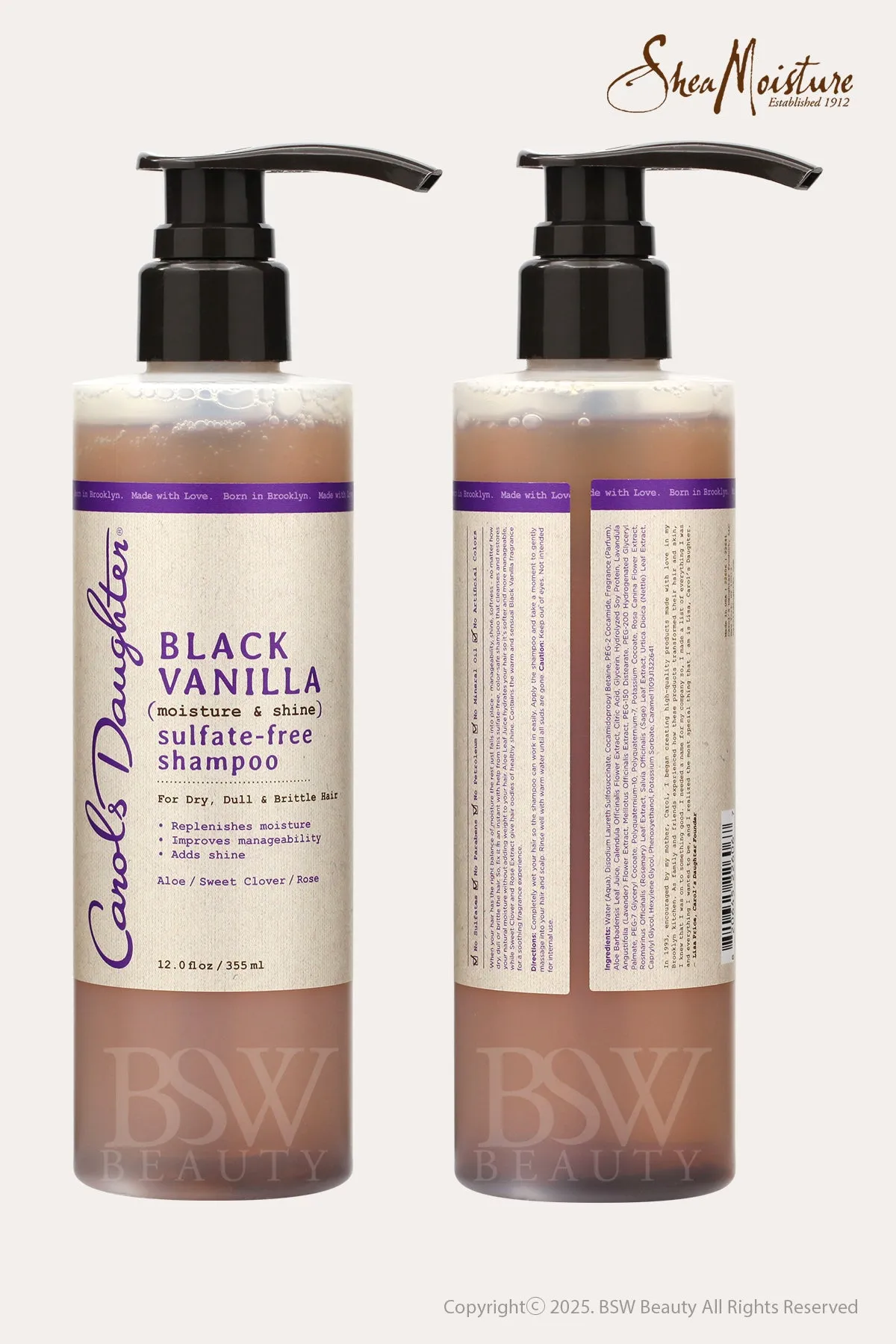 CAROLS DAUGHTER BLACK VANILLA MOISTURE & SHINE SULFATE-FREE SHAMPOO 12oz