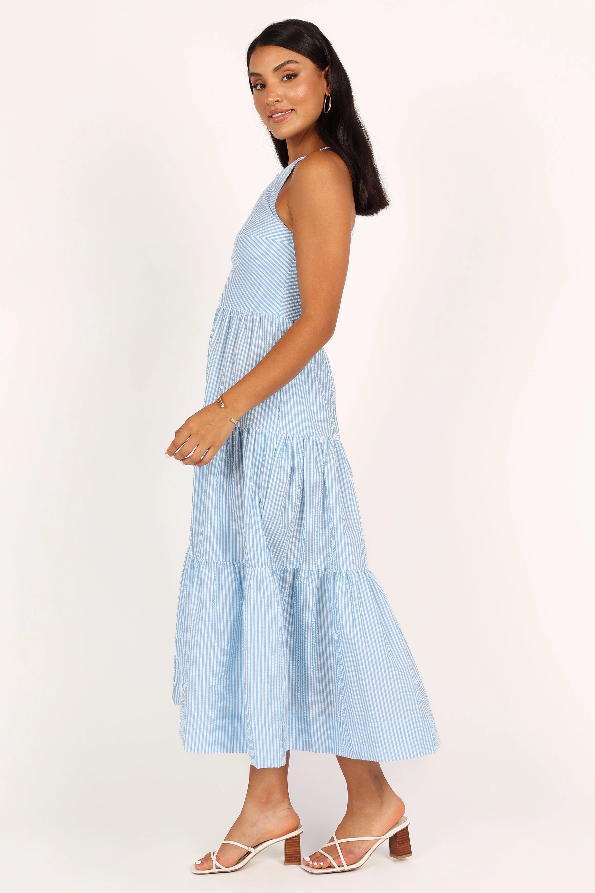 Caspian Tiered Maxi Dress - Blue Stripe