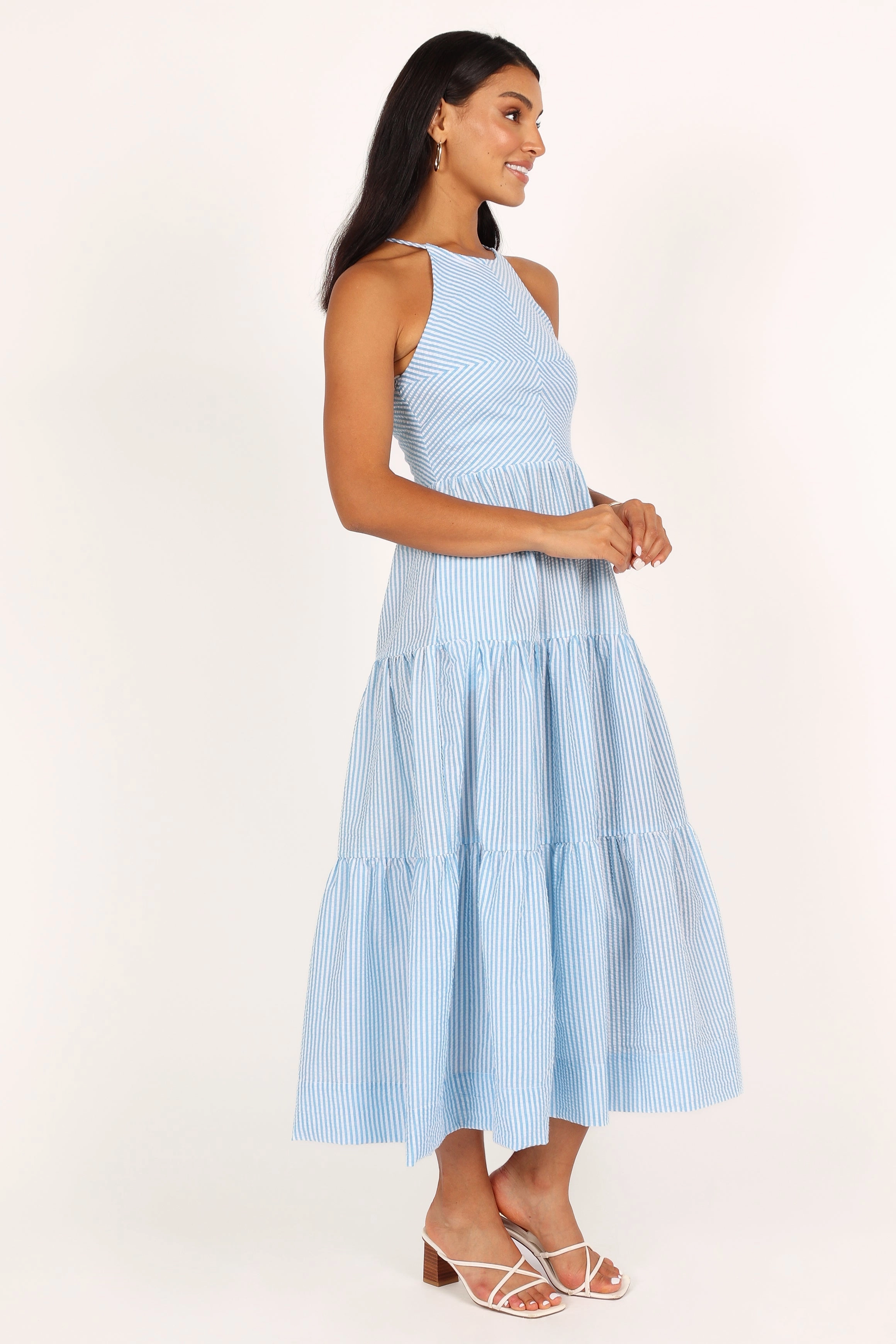 Caspian Tiered Maxi Dress - Blue Stripe