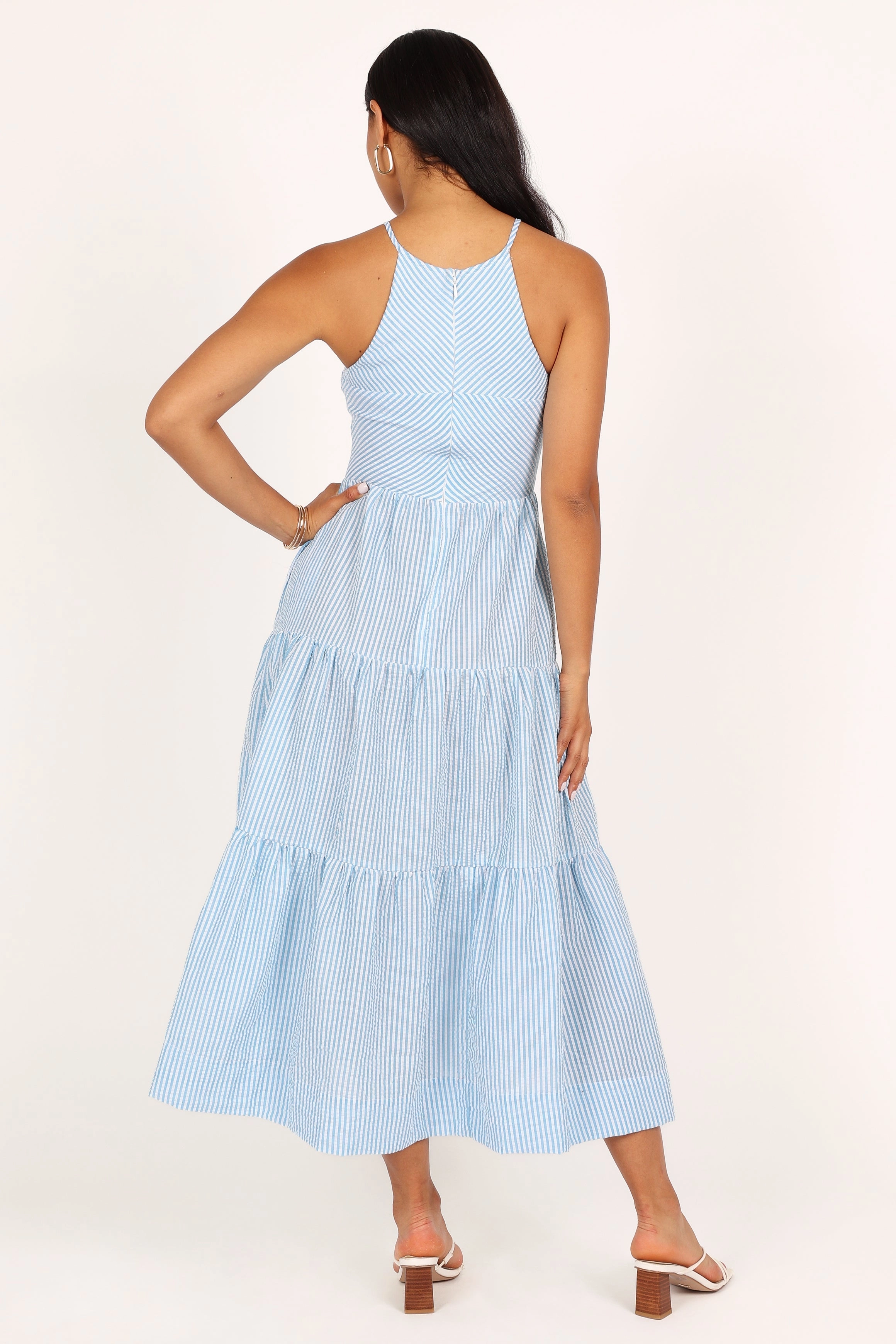 Caspian Tiered Maxi Dress - Blue Stripe