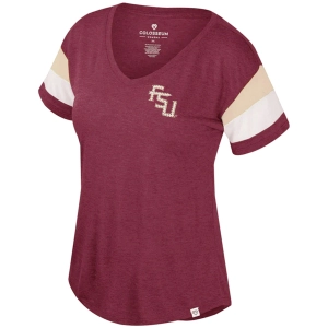 Colosseum Women's Stacked FSU V-neck Short Sleeve T-shirt - Garnet