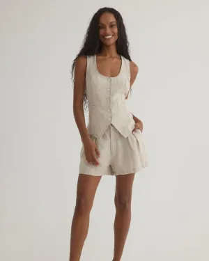 Double Pleat Short - Linen Sand