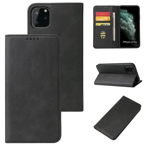 For iPhone 11 Calf Texture Magnetic Horizontal Flip Leather Case with Holder  Card Slots