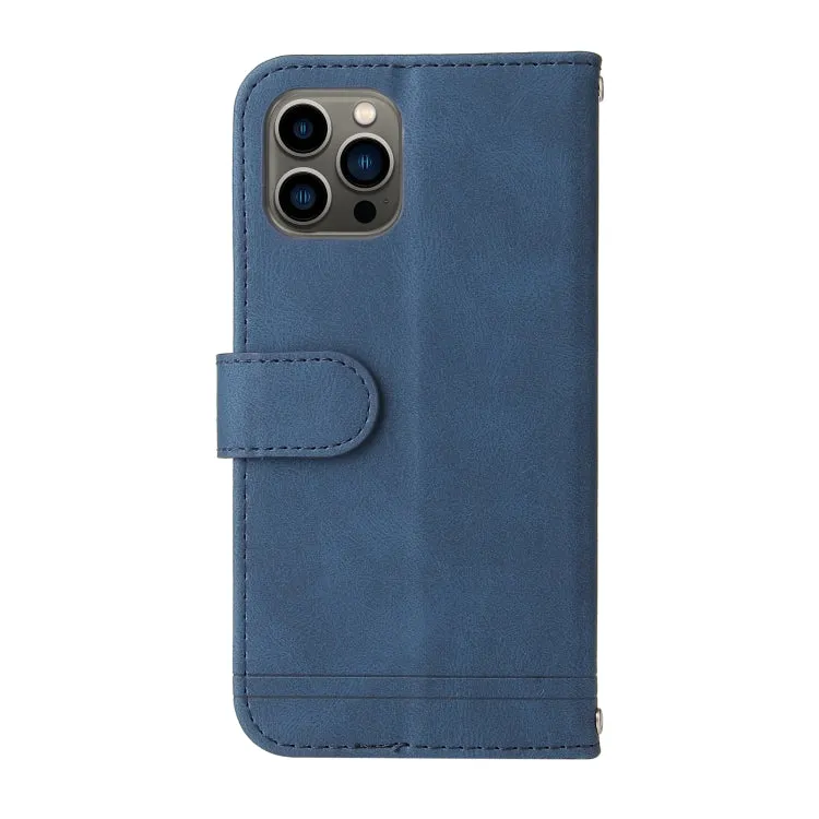 For iPhone 12 Skin Feel Life Tree Metal Button Horizontal Flip Leather Case with Holder  Card