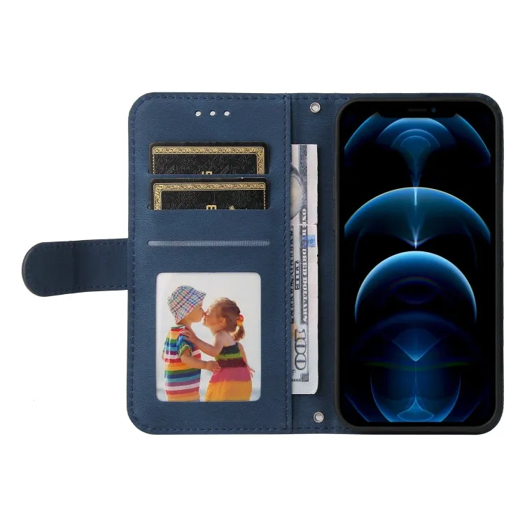 For iPhone 12 Skin Feel Life Tree Metal Button Horizontal Flip Leather Case with Holder  Card