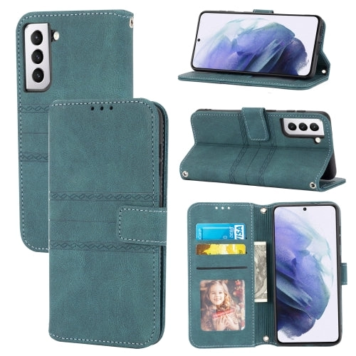 For Samaung Galaxy S22 5G Embossed Striped Magnetic Buckle PU   TPU Horizontal Flip Phone Leather