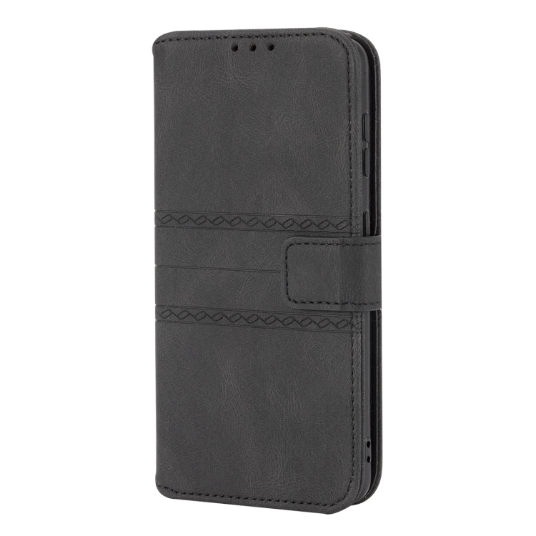 For Samaung Galaxy S22 5G Embossed Striped Magnetic Buckle PU   TPU Horizontal Flip Phone Leather