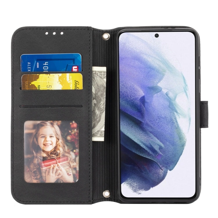 For Samaung Galaxy S22 5G Embossed Striped Magnetic Buckle PU   TPU Horizontal Flip Phone Leather