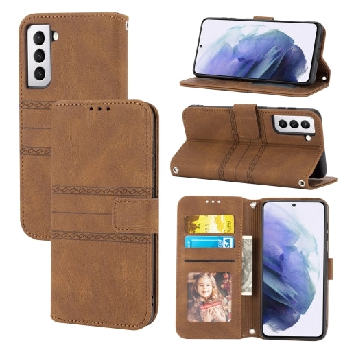 For Samaung Galaxy S22 5G Embossed Striped Magnetic Buckle PU   TPU Horizontal Flip Phone Leather