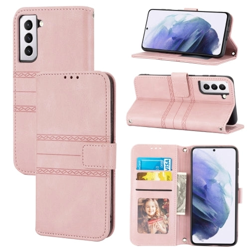 For Samaung Galaxy S22 5G Embossed Striped Magnetic Buckle PU   TPU Horizontal Flip Phone Leather
