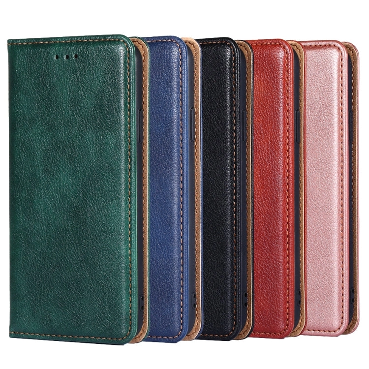 For Samaung Galaxy S22 5G Pure Color Magnetic Horizontal Flip Leather Case with Holder  Card