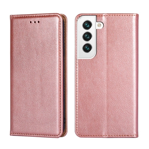 For Samaung Galaxy S22 5G Pure Color Magnetic Horizontal Flip Leather Case with Holder  Card
