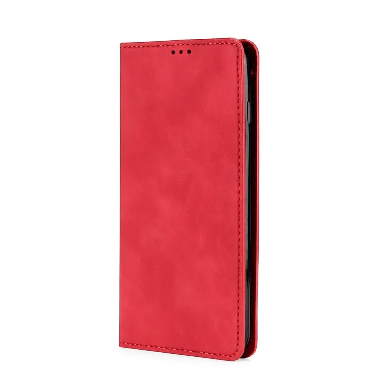 For Samaung Galaxy S22 5G Skin Feel Magnetic Horizontal Flip Leather Case with Holder  Card