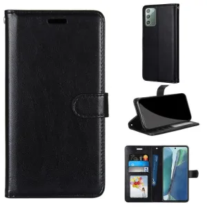 For Samsung Galaxy Note 20 Pure Color Horizontal Flip PU Leather Case with Holder  Card Slots