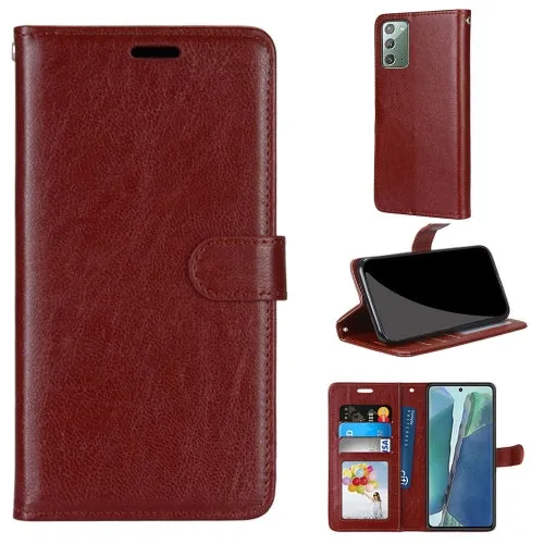 For Samsung Galaxy Note 20 Pure Color Horizontal Flip PU Leather Case with Holder  Card Slots