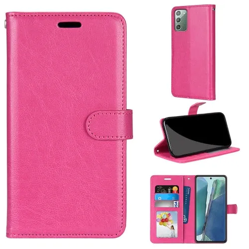 For Samsung Galaxy Note 20 Pure Color Horizontal Flip PU Leather Case with Holder  Card Slots