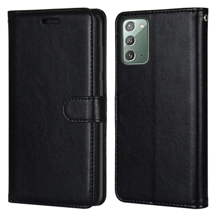 For Samsung Galaxy Note 20 Pure Color Horizontal Flip PU Leather Case with Holder  Card Slots