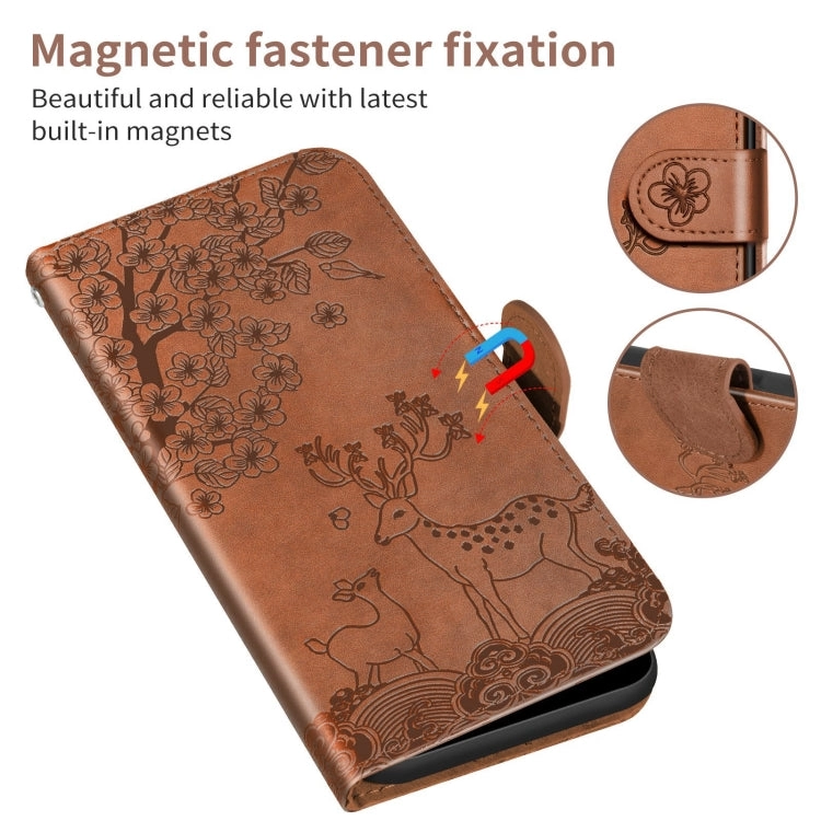 For Samsung Galaxy Note 20 Sika Deer Embossing Pattern Horizontal Flip PU Leather Case with Holder