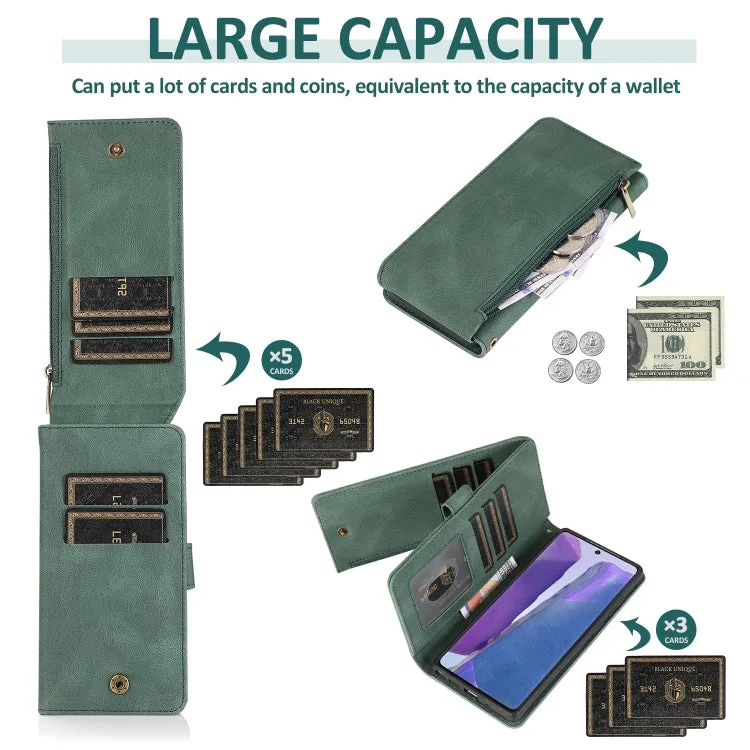 For Samsung Galaxy Note 20 Skin-feel Crazy Horse Texture Zipper Wallet Bag Horizontal Flip Leather