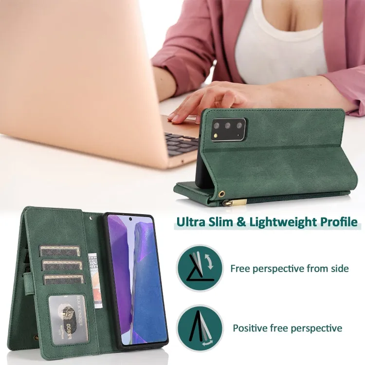 For Samsung Galaxy Note 20 Skin-feel Crazy Horse Texture Zipper Wallet Bag Horizontal Flip Leather
