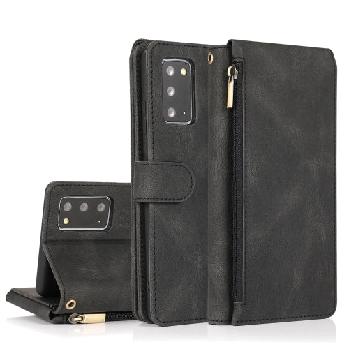For Samsung Galaxy Note 20 Skin-feel Crazy Horse Texture Zipper Wallet Bag Horizontal Flip Leather