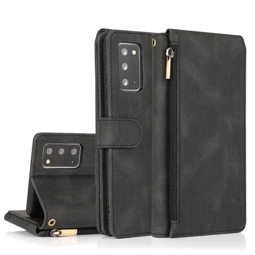 For Samsung Galaxy Note 20 Skin-feel Crazy Horse Texture Zipper Wallet Bag Horizontal Flip Leather