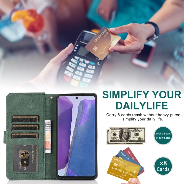 For Samsung Galaxy Note 20 Skin-feel Crazy Horse Texture Zipper Wallet Bag Horizontal Flip Leather