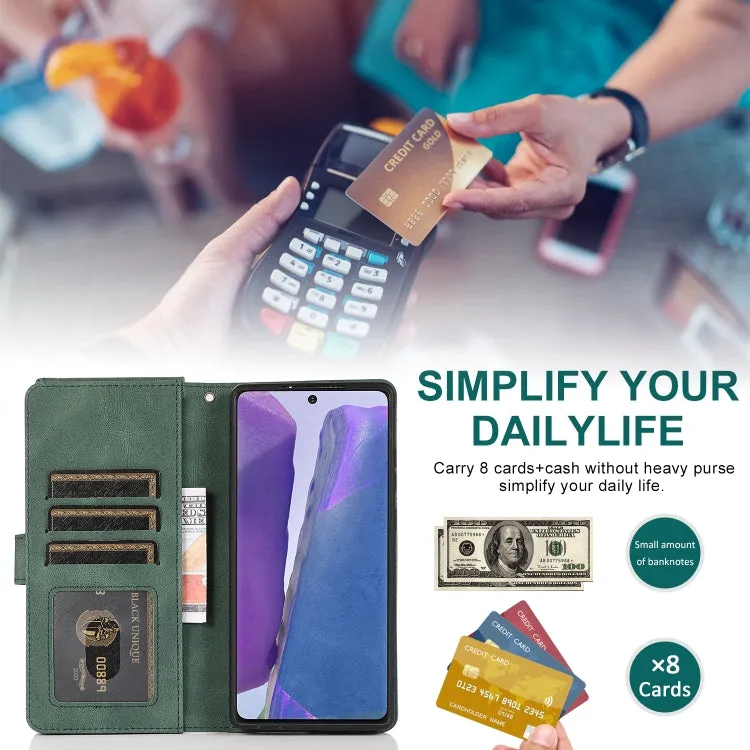 For Samsung Galaxy Note 20 Skin-feel Crazy Horse Texture Zipper Wallet Bag Horizontal Flip Leather