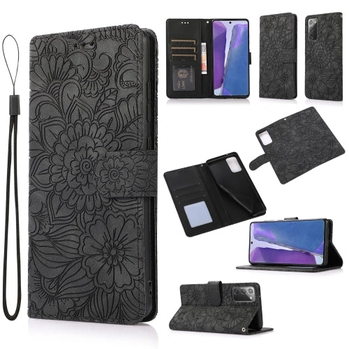 For Samsung Galaxy Note 20 Skin Feel Embossed Sunflower Horizontal Flip Leather Case with Holder