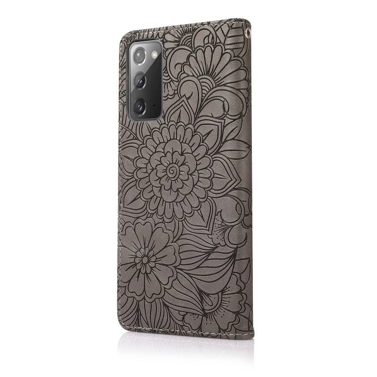 For Samsung Galaxy Note 20 Skin Feel Embossed Sunflower Horizontal Flip Leather Case with Holder