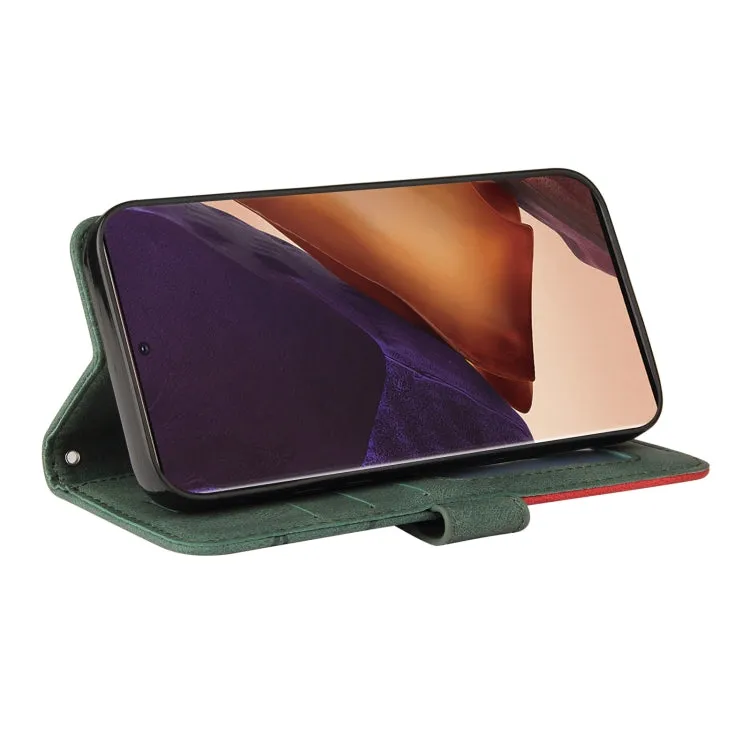 For Samsung Galaxy Note20 Dual-color Splicing Horizontal Flip PU Leather Case with Holder