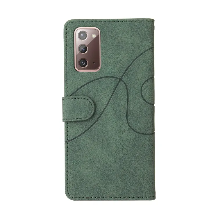 For Samsung Galaxy Note20 Dual-color Splicing Horizontal Flip PU Leather Case with Holder