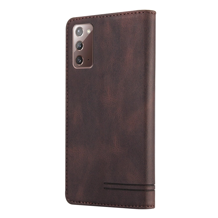For Samsung Galaxy Note20 Skin Feel Anti-theft Brush Horizontal Flip Leather Case with Holder