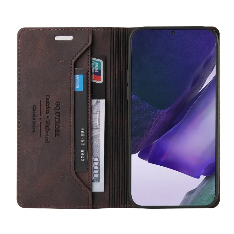 For Samsung Galaxy Note20 Skin Feel Anti-theft Brush Horizontal Flip Leather Case with Holder