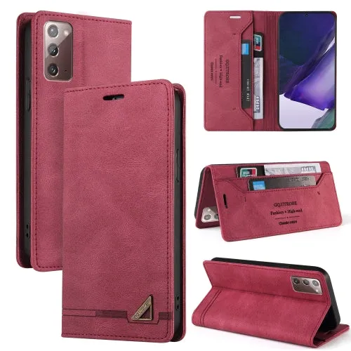 For Samsung Galaxy Note20 Skin Feel Anti-theft Brush Horizontal Flip Leather Case with Holder