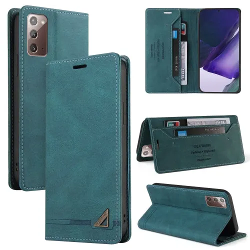 For Samsung Galaxy Note20 Skin Feel Anti-theft Brush Horizontal Flip Leather Case with Holder