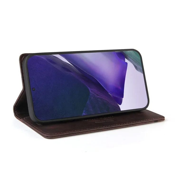 For Samsung Galaxy Note20 Skin Feel Anti-theft Brush Horizontal Flip Leather Case with Holder