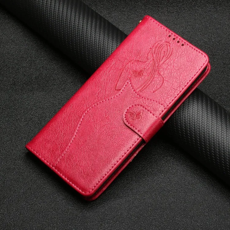 For Samsung Galaxy S21  5G Beauty Girl Embossing Pattern Horizontal Flip Leather Case with Holder