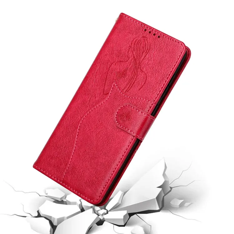 For Samsung Galaxy S21  5G Beauty Girl Embossing Pattern Horizontal Flip Leather Case with Holder