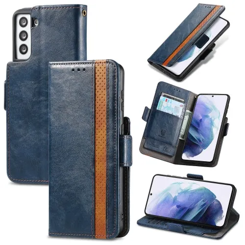 For Samsung Galaxy S21  5G CaseNeo Business Splicing Dual Magnetic Buckle Horizontal Flip PU