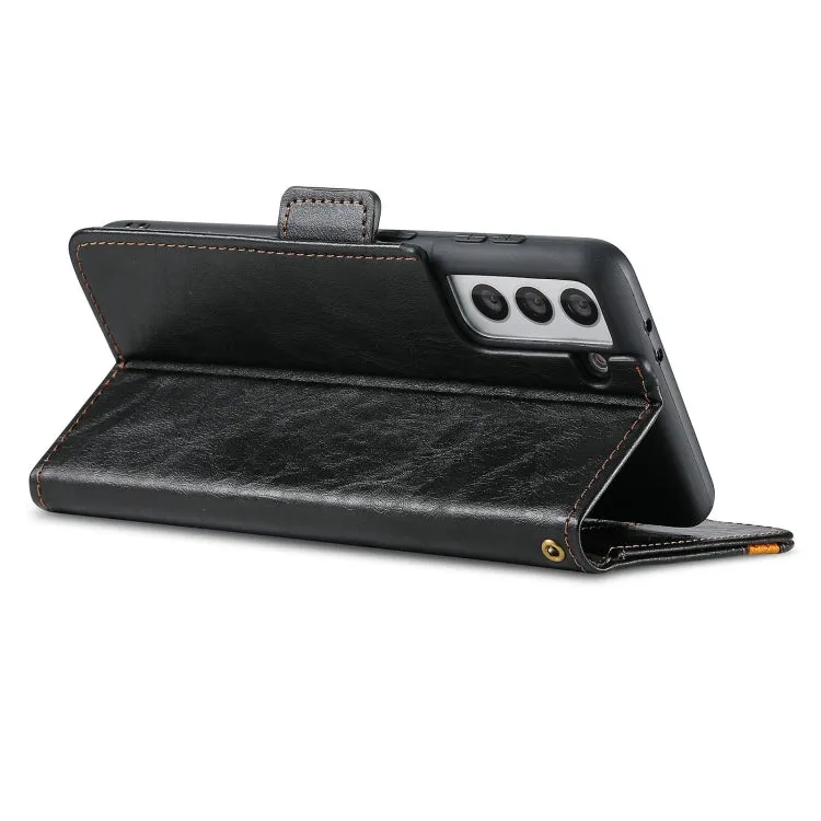 For Samsung Galaxy S21  5G CaseNeo Business Splicing Dual Magnetic Buckle Horizontal Flip PU