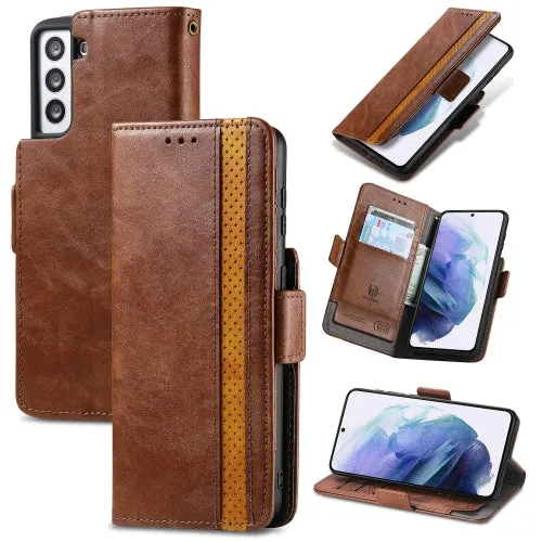 For Samsung Galaxy S21  5G CaseNeo Business Splicing Dual Magnetic Buckle Horizontal Flip PU