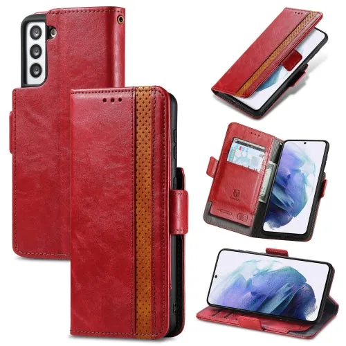 For Samsung Galaxy S21  5G CaseNeo Business Splicing Dual Magnetic Buckle Horizontal Flip PU