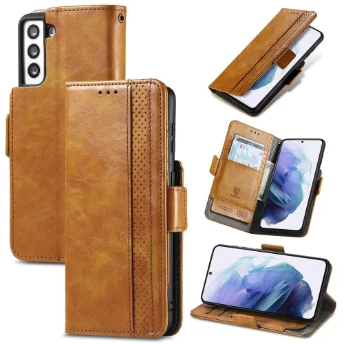 For Samsung Galaxy S21  5G CaseNeo Business Splicing Dual Magnetic Buckle Horizontal Flip PU