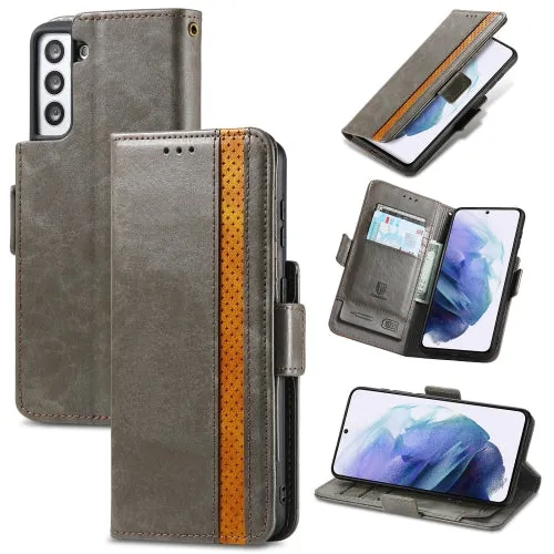 For Samsung Galaxy S21  5G CaseNeo Business Splicing Dual Magnetic Buckle Horizontal Flip PU