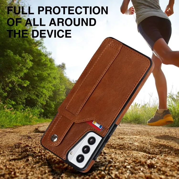 For Samsung Galaxy S21  5G Crazy Horse Texture Shockproof TPU   PU Leather Case with Card Slot