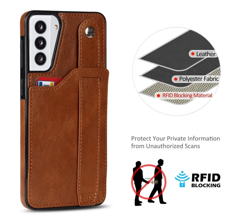 For Samsung Galaxy S21  5G Crazy Horse Texture Shockproof TPU   PU Leather Case with Card Slot